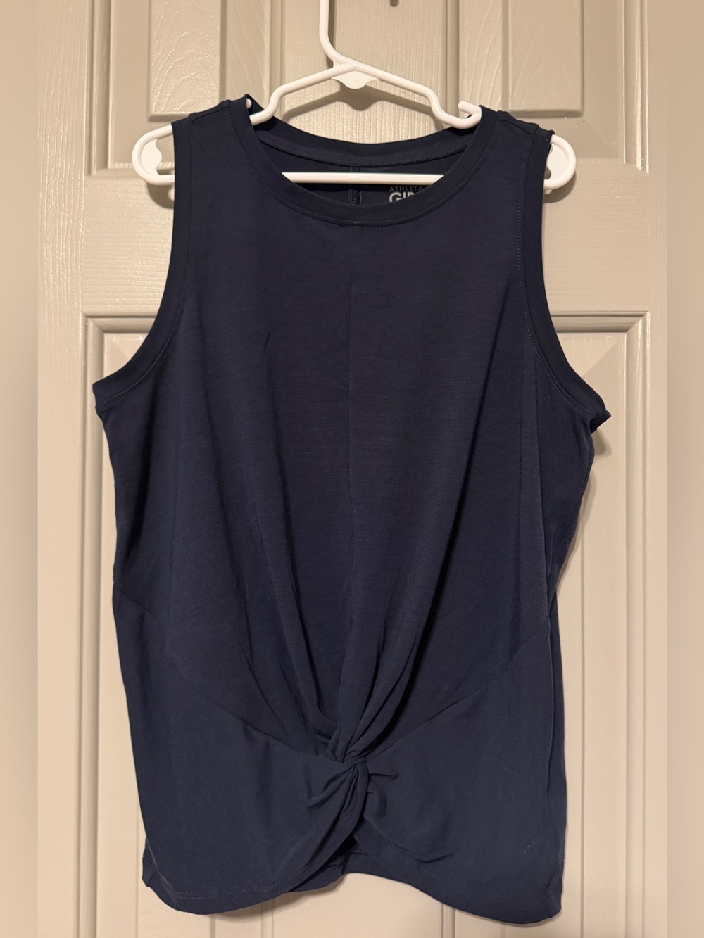ATHLETA Girls Twist Around Tank Navy Blue Active Top Size Large 12